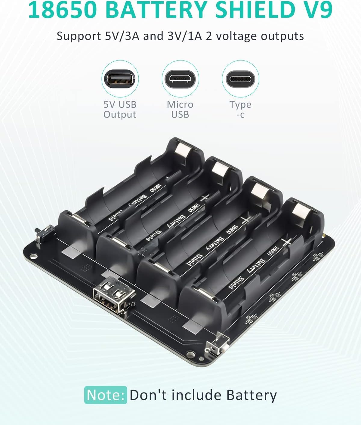 Diymore 1865O Battery Holder Four Li Ion V9 Battery Shield Micro Usb 5V/3A 3V/1A Power Bank Battery Charging Module(4 Holders)