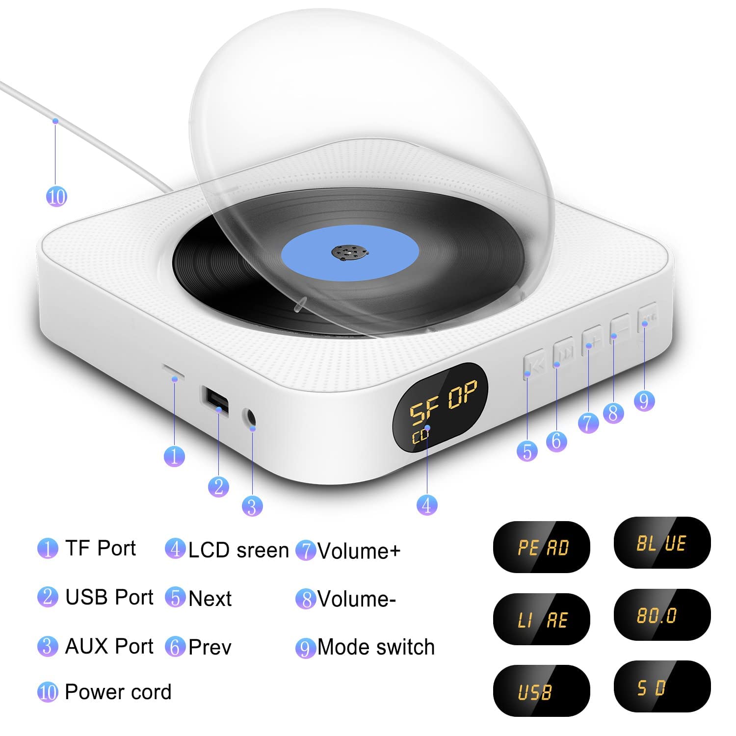 Austepax Cd Player Portable With Bluetooth Portable Cd Player With Speakers Small Cd Player Portable With Remote Control Portabl