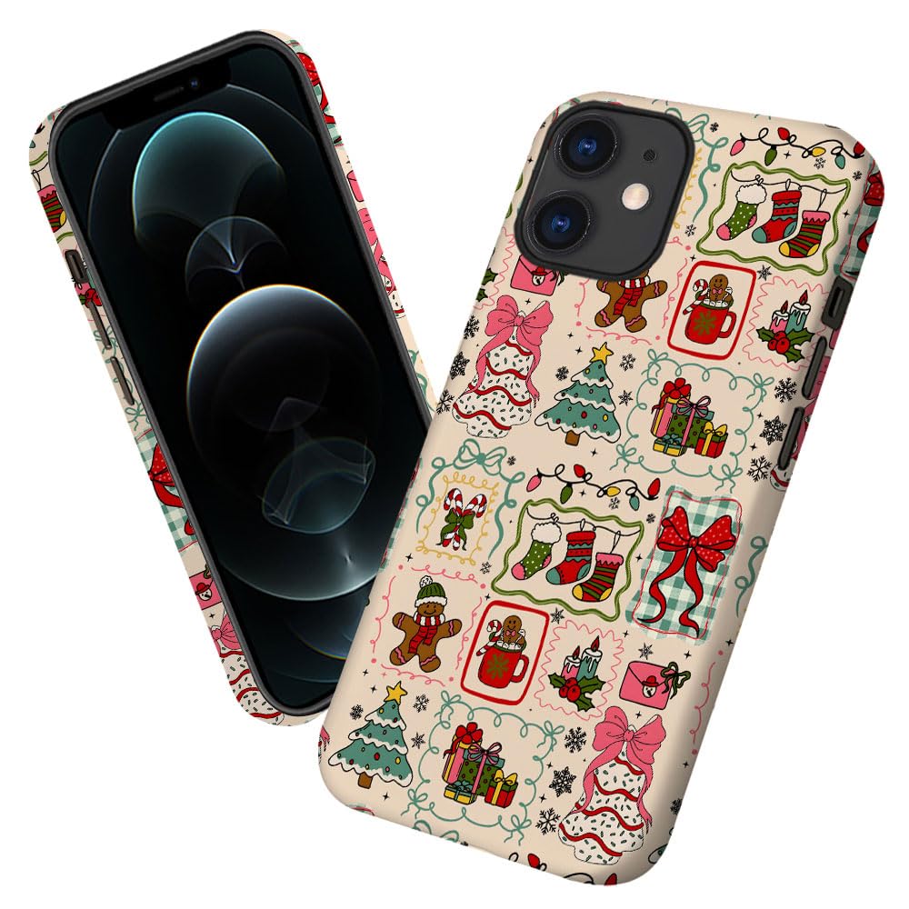 Case for iPhone 12,Christmas Tree Gingerbread Man Phone Case Military-Grade Drop Protection Cover for Women Girl - Frosted