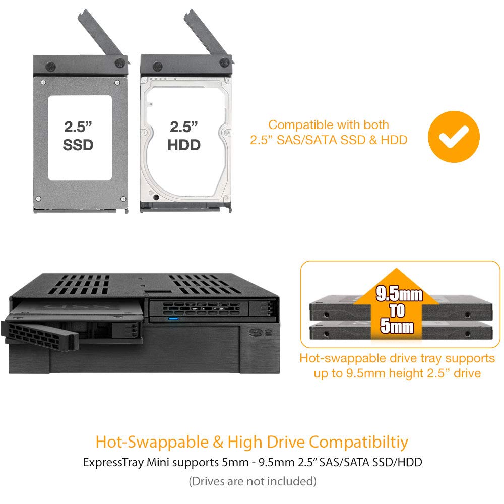 Icy Dock Tool Less 2 X 2.5 Sas/Sata Hdd/Ssd Mobile Rack +3.5'' Slot For External 5.25'' Bay   Expresscage Mb322Sp B
