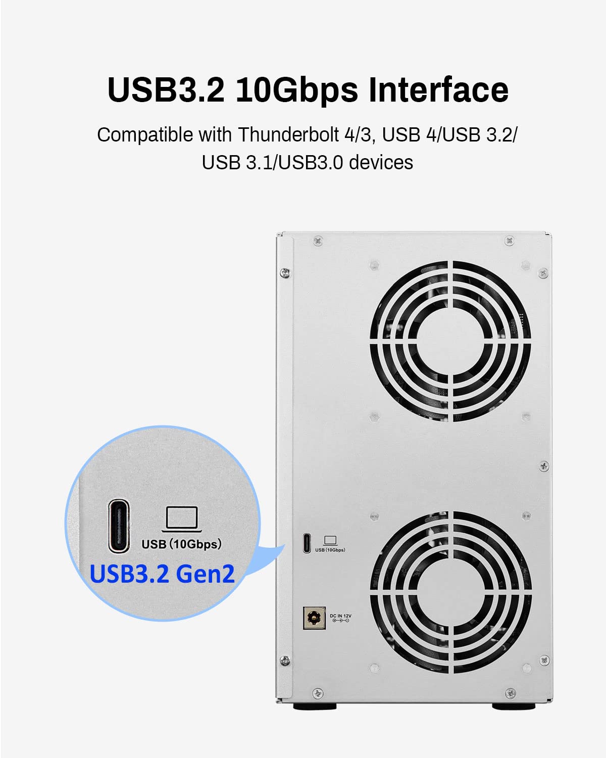 Terramaster D6 320 External Hard Drive Enclosure   Usb 3.2 Gen2 10Gbps Type C Hdd Storage Hot Swappable Plug And Play (Diskless)