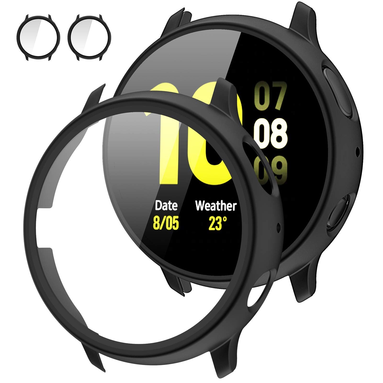 [2Pack] Tensea Compatible with Samsung Galaxy Watch Active 2 Screen Protector Case 44mm, Bumper Full Around Cover for Samsung Ga