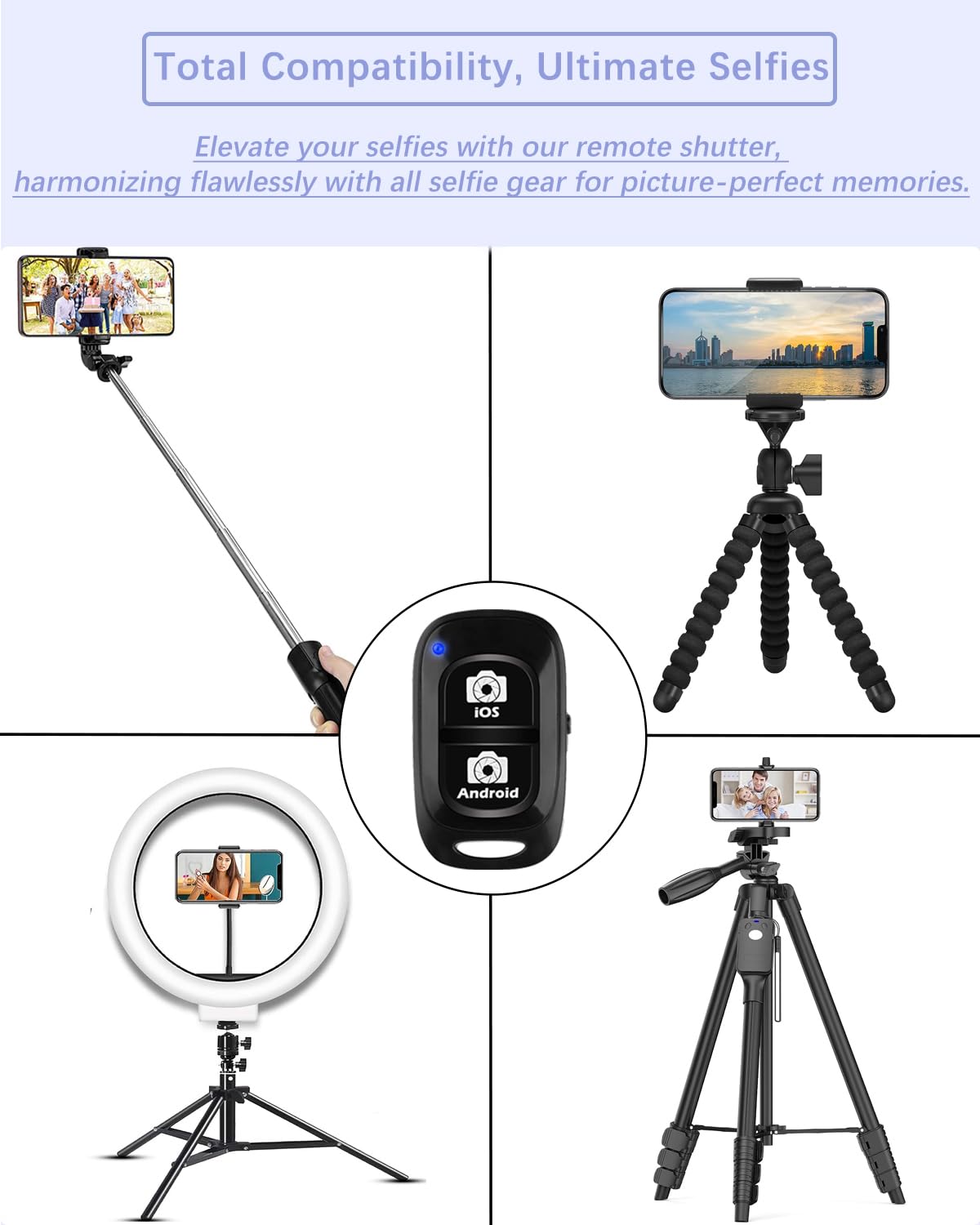 Remote Shutter For Iphone Camera, Bluetooth Remote For Android, Hands Free Works With Take A Christmas Family Portrait, Create A