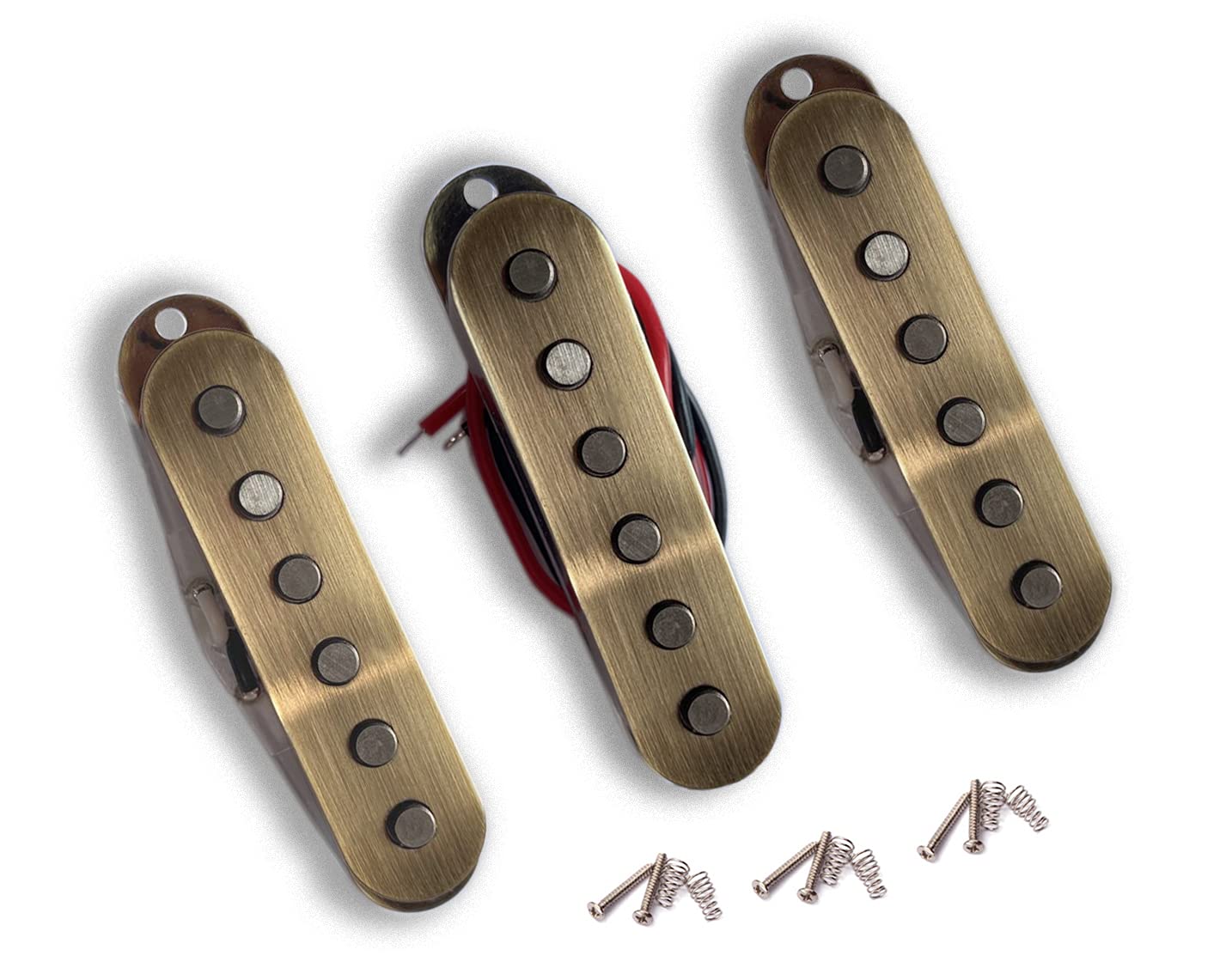 Lamsam Electric Guitar Pickup Set, High Output Single Coil Pick Up Loaded Alnico 5 Magnets Clear Bobbins Removable Cover, Bridge