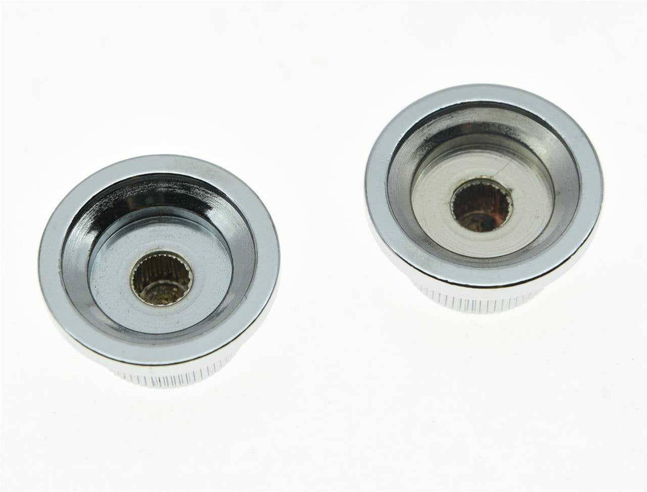 Kaish 2Pcs Chrome Metal Bell Knobs Push On Guitar Bass Top Hat Knob For 5.8Mm Split Shafts