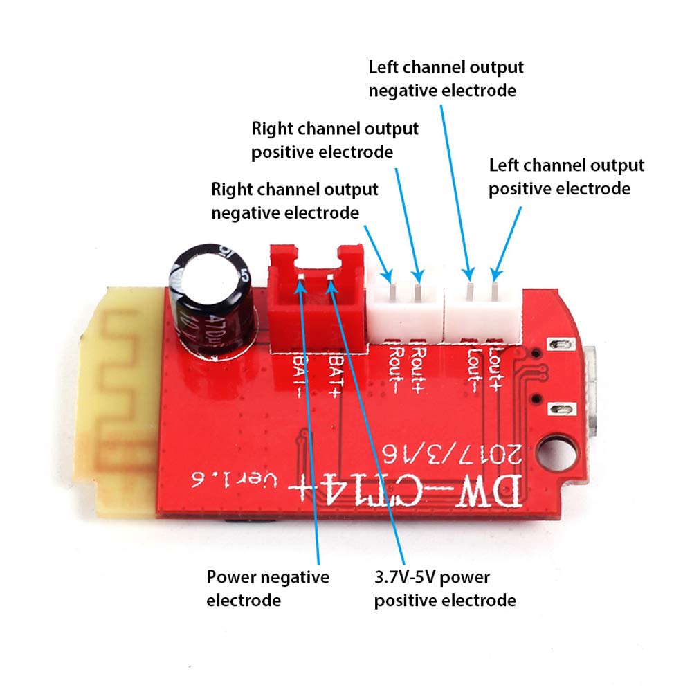 Audio Amplifier Board, Icstation ???? ????? Compatible Stereo Audio Amplifier Module 2X5W Bt 5.0 Mini Amplifier Board 3.7V 5V Fo
