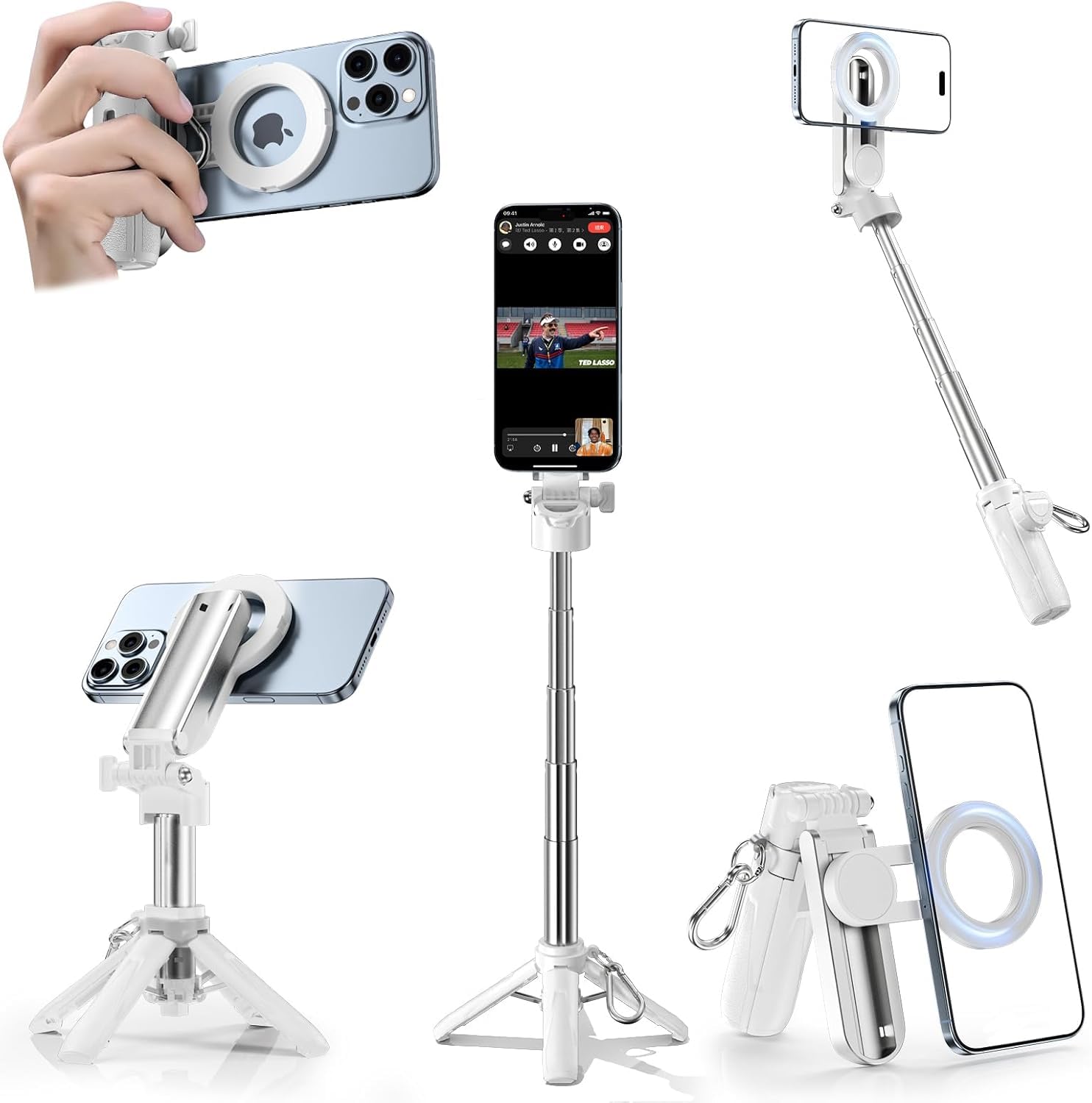 CloudValley Magnetic 4-in-1 Multifunctional Selfie Stick Tripod, Mini Portable Pocket Phone Stand with Detachable Remote, Compat