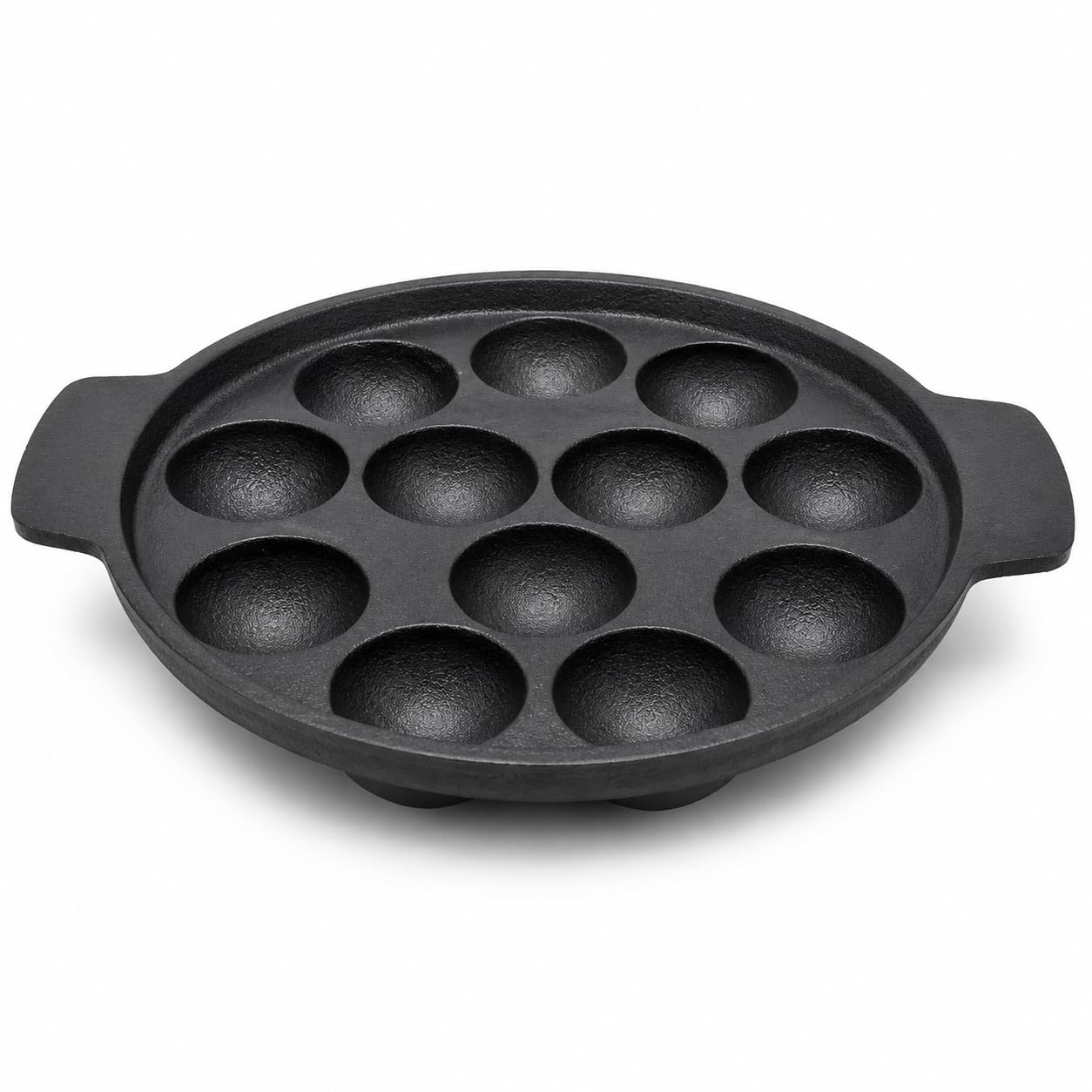 Anketras Cast Iron Paniyaram Pan with Induction Base, 12Pit PreSeasoned Appam Patra, Kuzhi Paniyaram Kal for Appe, Paddu and U