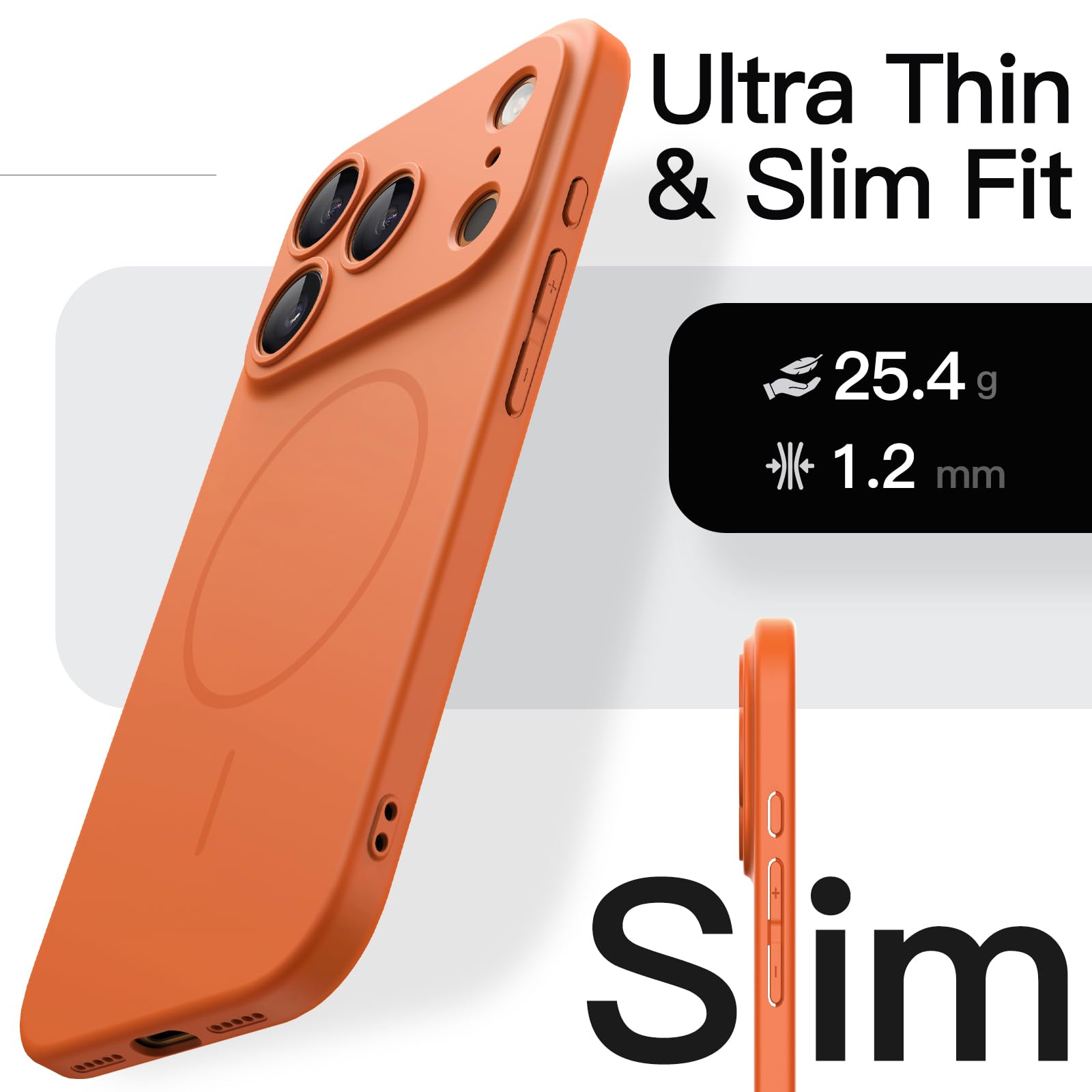 Jetech Magnetic Slim Case For Iphone 17 Pro 6.3-Inch, Compatible With Magsafe, Ultra-Thin Lightweight Minimalist Phone Cover Wit