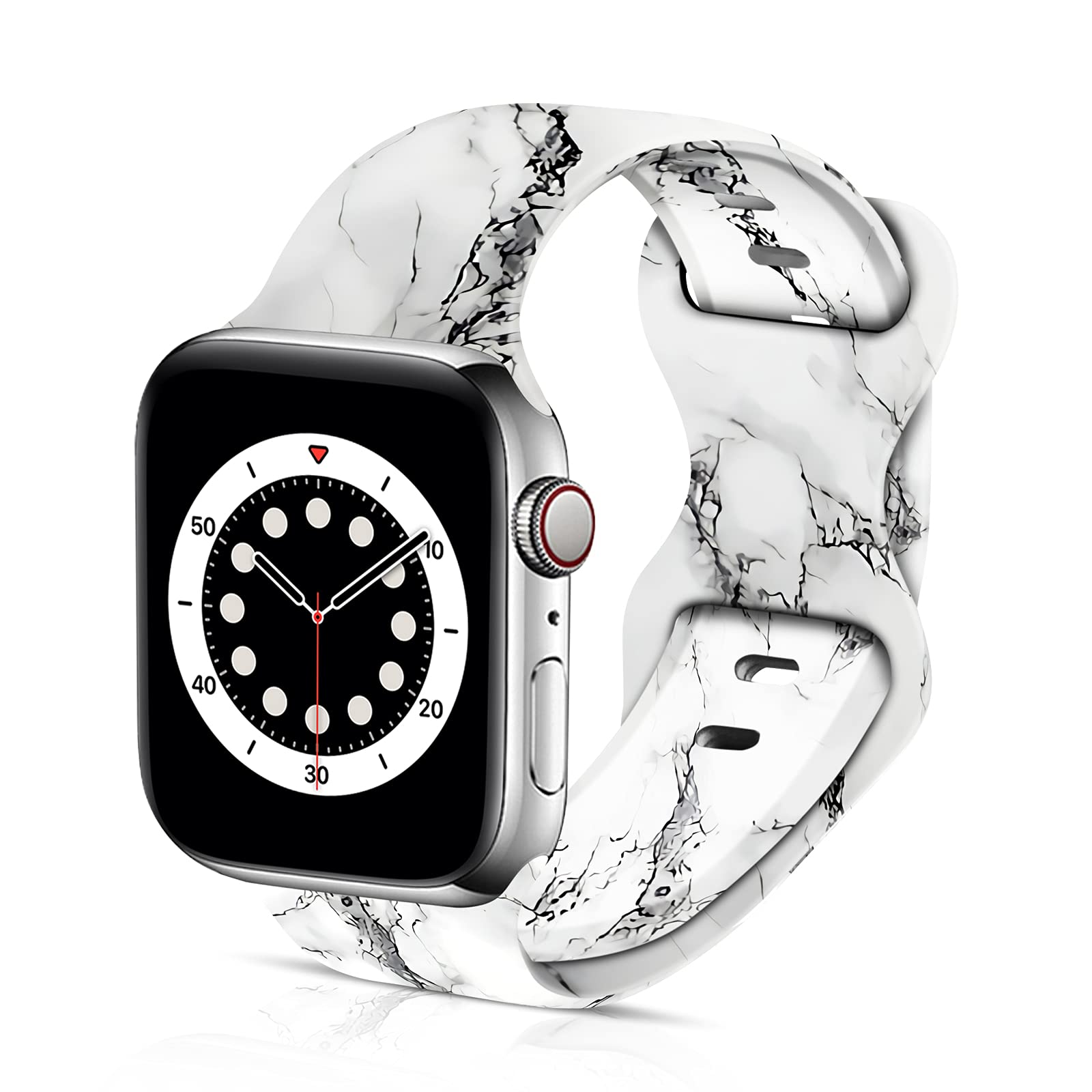 Bxxtpk White Marble Compatible With Apple Watch Band 42Mm 44Mm Soft Silicone Wristbands For Iwatch Series 6/5/4/3/2/1/Se Replace
