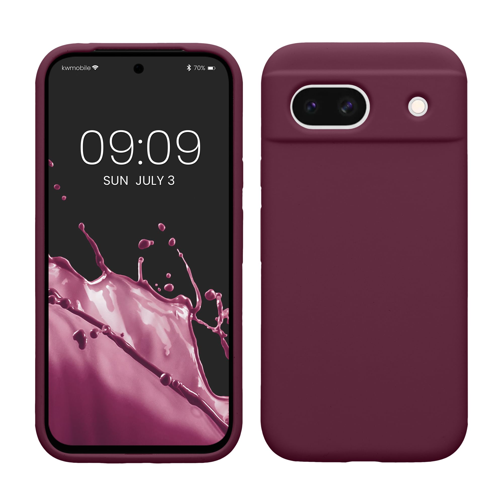 kwmobile Case Compatible with Google Pixel 8a Case - TPU Silicone Phone Cover with Soft Finish - Magenta Purple