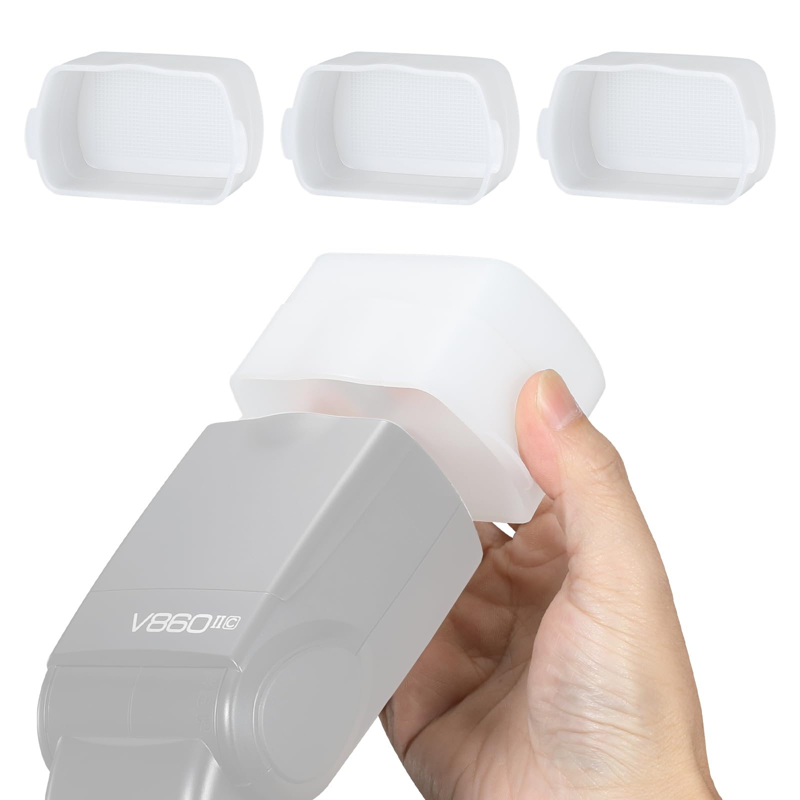 Soonpho 3Pcs Flash Diffuser, White Bounce Light Diffuser Kit Compatible For Godox, Canon, Nikon, Sony, Olympus, Fuji Hot Shoe Mo