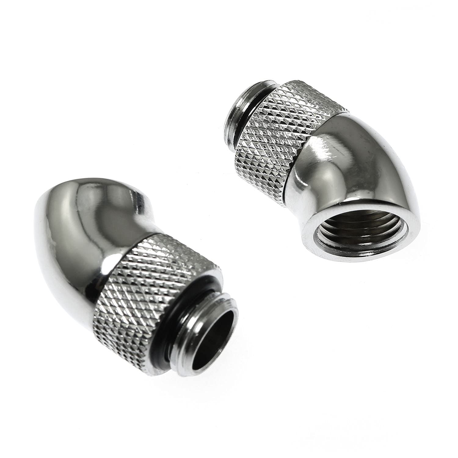 Rlecs 45 Degree Angled Elbow 2Pcs G1/4'' 45 Degree Silver Male To Female Water Cooling Rotary Adapter Connector Rotary Extender