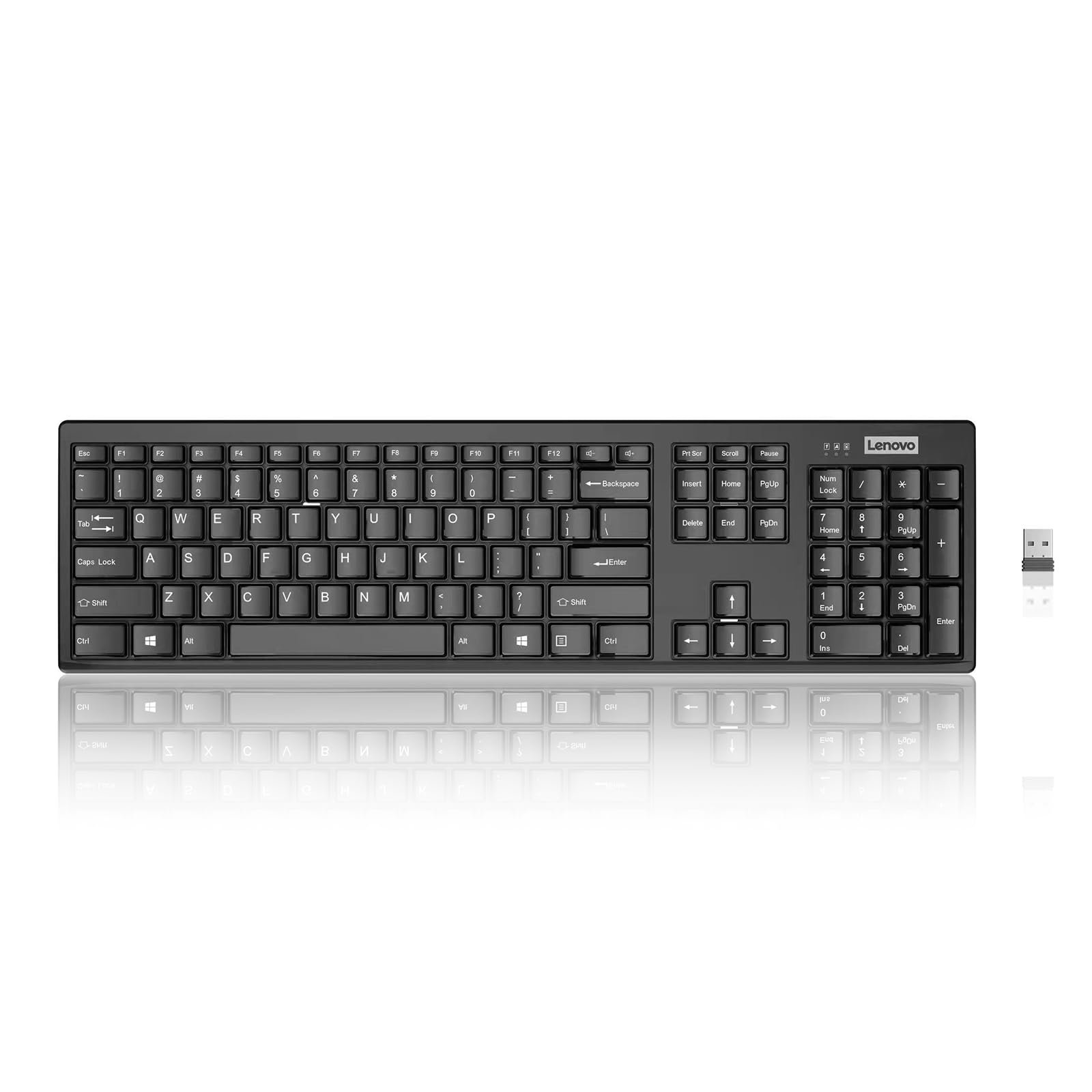 Lenovo - Wireless Compact Keyboard- 100 Cordless Keyboard for PC, Laptop with Windows - Cordless Connection - Silent Key Clicks,
