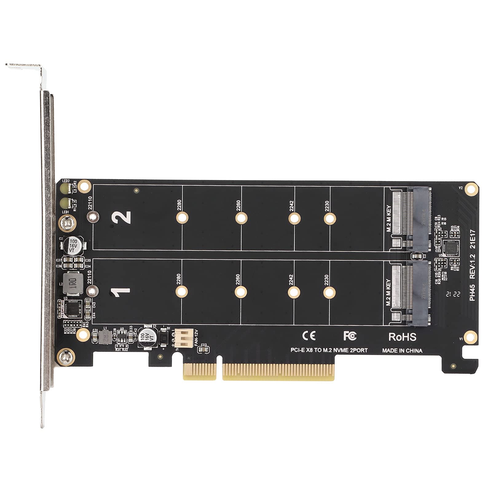 Dual M.2 Nvme Pcie Adapter Card, 2 X 32Gbps Full Speed Pcie 3.0 Pcie 4.0 X16 Expansion Card, M.2 Ssd Pcie X8 M Key Hard Drive Co