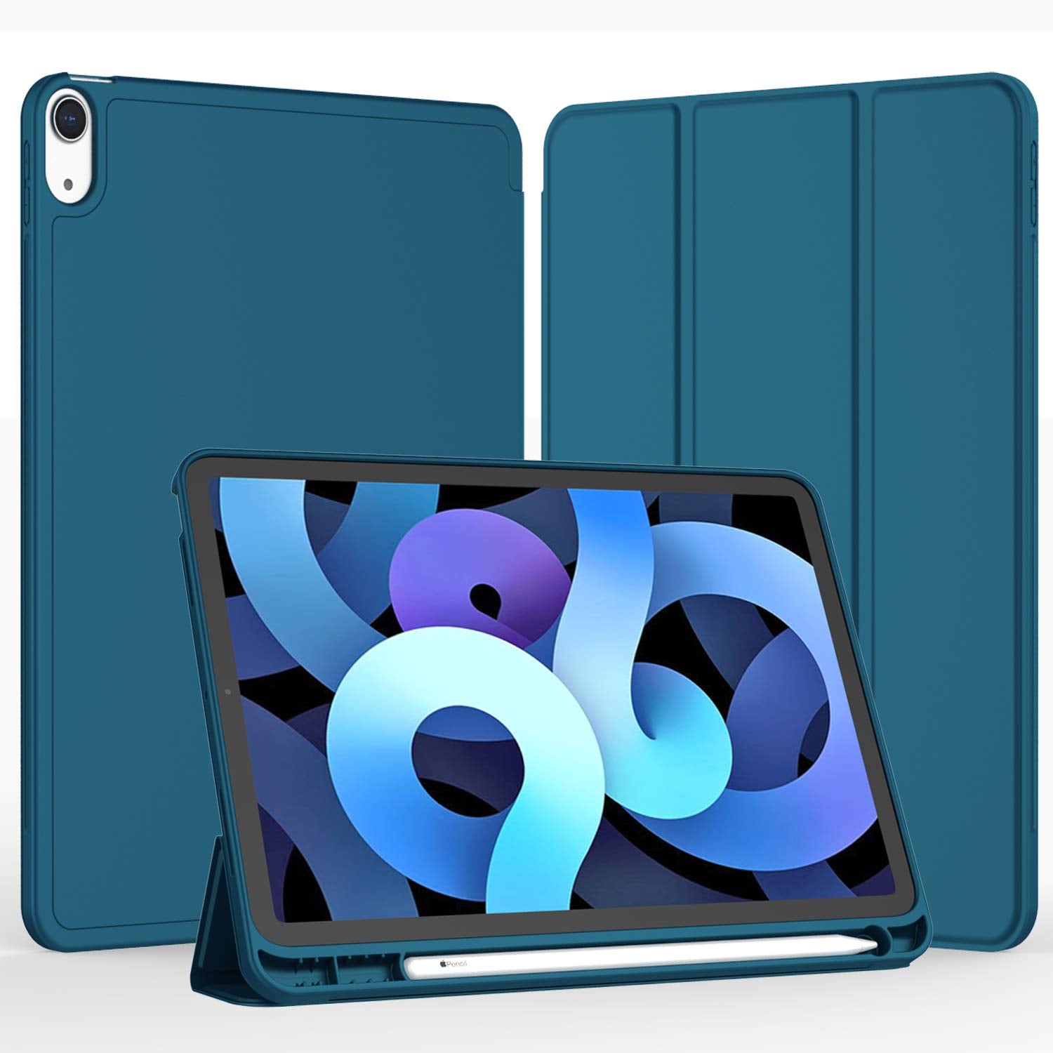 Imieet Ipad Air 11 Inch Case M3(2025) / M2 (2024), Ipad Air 5Th/4Th Generation Case 2022/2020 10.9 Inch With Pencil Holder,Trifold Stand Smart Case With Soft Tpu Back(Emerald)