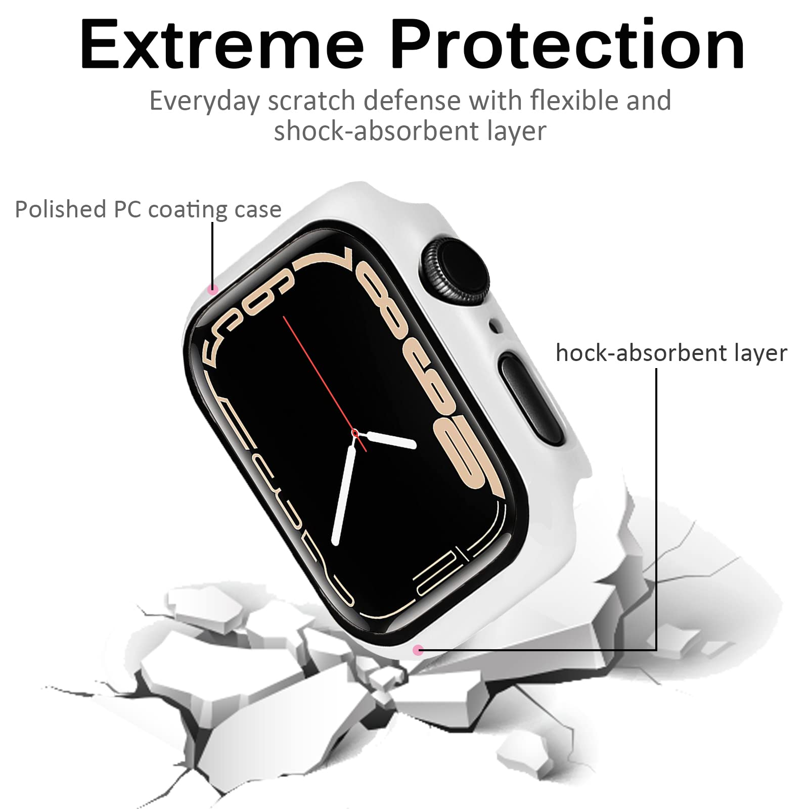 Miimall Compatible Apple Watch 44Mm Case Se 2022 Shell With Screen Protector Anti Scratch Shockproof Hard Pc And Tempered Glass