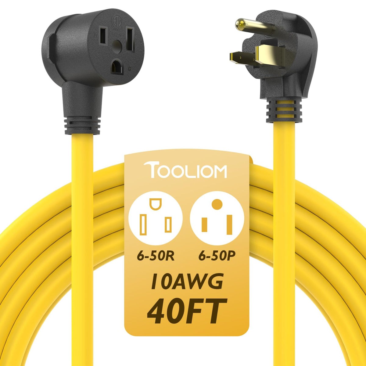 Tooliom 40Ft 250 Volt Welder Extension Cord 10 Awg Nema 6 50P To 6 50R Power Extension Cord For Welding Machines With Etl Approv