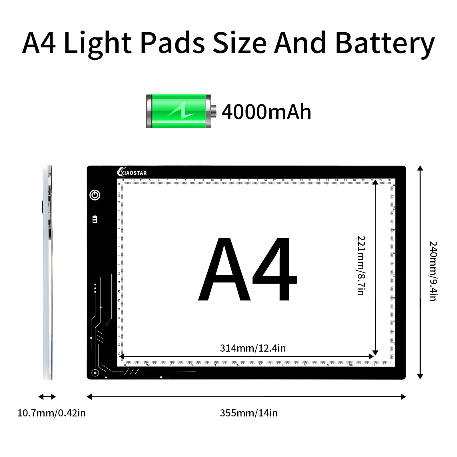 Rechargeable Light Box Drawing A4,Tracing Board With Brightness Adjustable For Artists, Animation Drawing, Sketching, Animation,