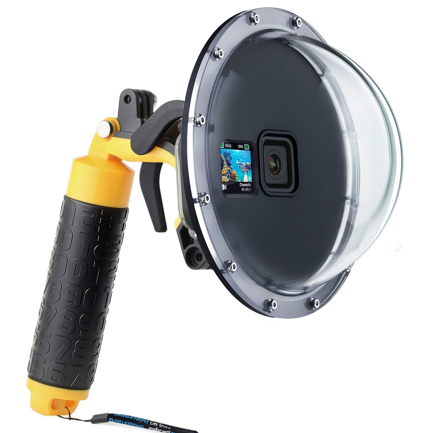 Soonsun Dome Port For Gopro Hero 13/12/11/10/9 Black, 45M Underwater Water Dome Lens With Waterproof Housing Case, Floating Hand