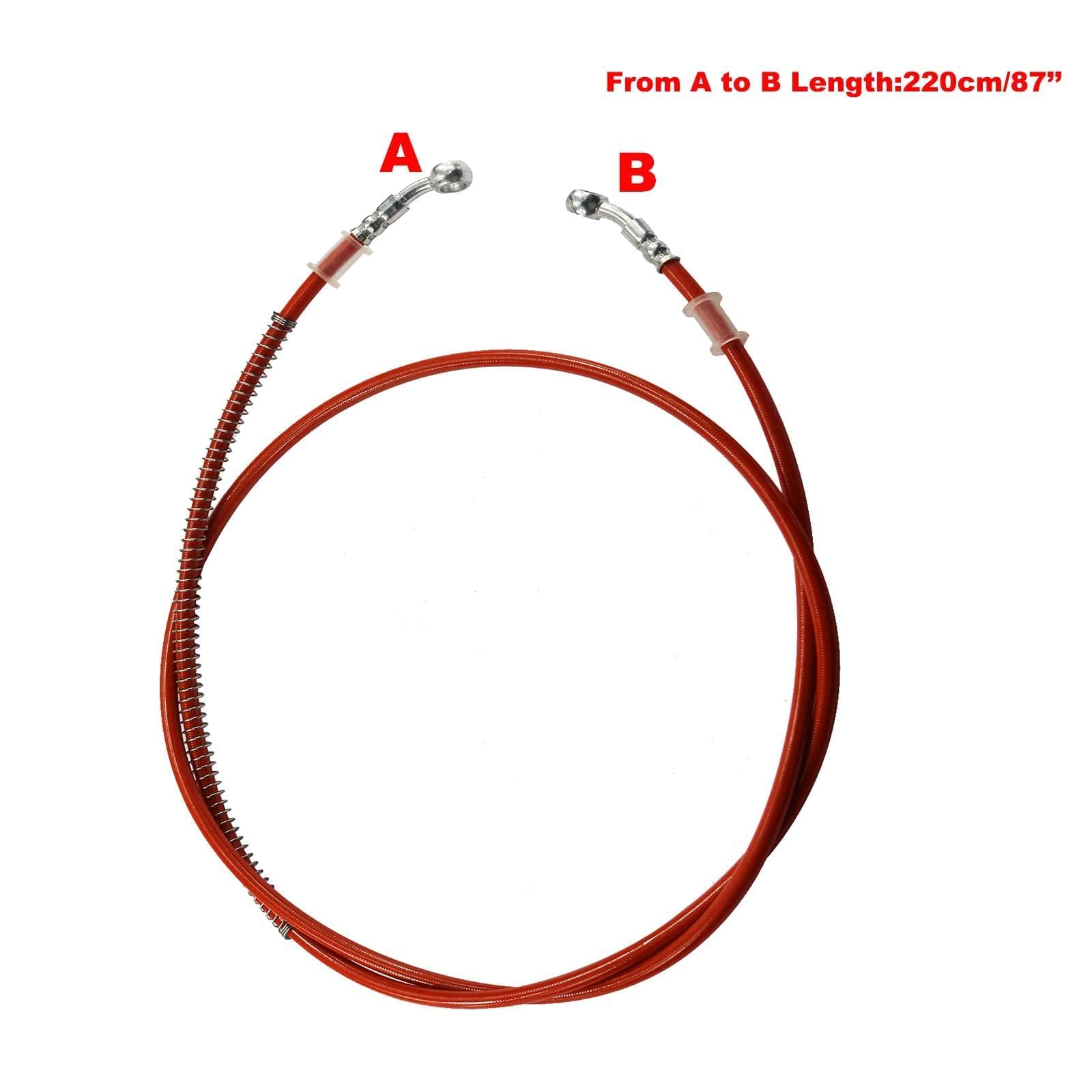 Pro Bat 86'' Braided Hydraulic Brake Hose Line Pipeline For Chinese Gy6 Scooter Atv Dirt Bike Go Kart 10Mm Banjo Ends Orange