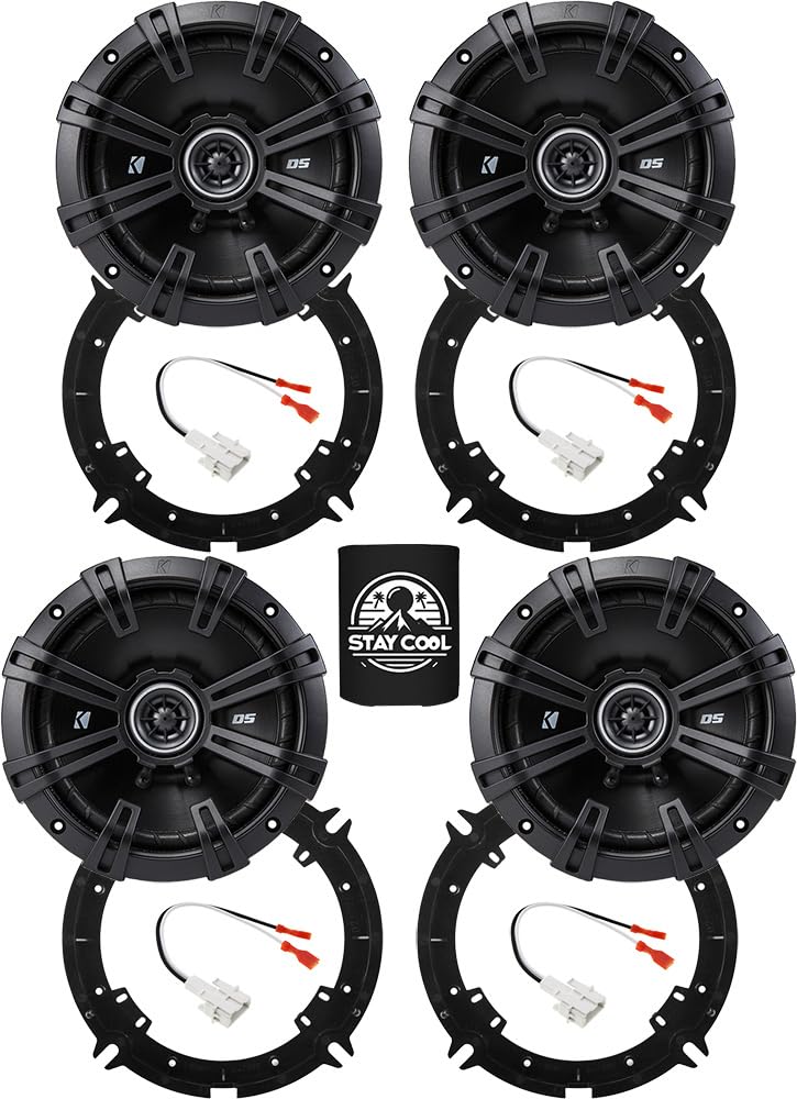 KICKER Speakers 6.5 inch for Hyundai Elantra 2017-2020 Upgrade Kit - 4 Pack of DS Series with Adapters and Harness, Coaxial 6 1/