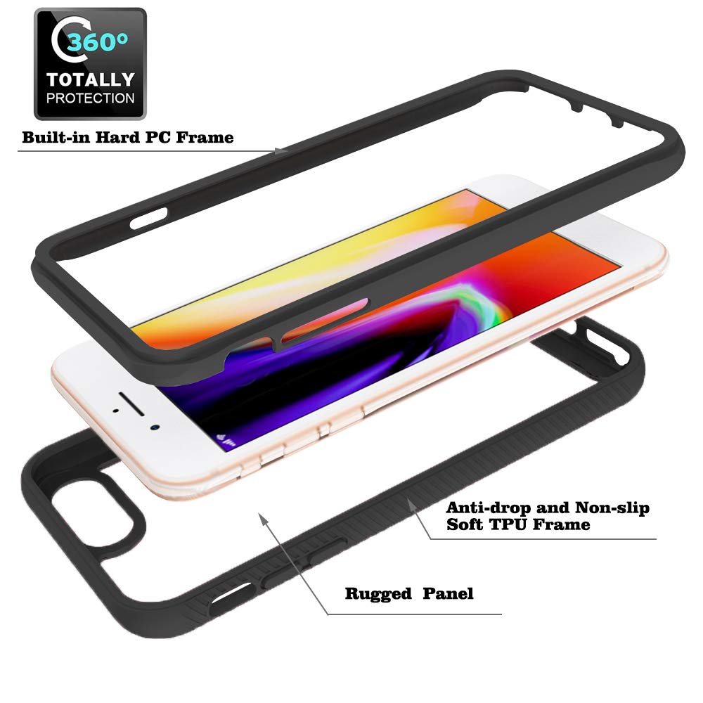 GUGU6JI iPhone SE 2020 7 8 Case Shockproof Rugged Dual Layer PC TPU Black Vintage USA American Flag Cover
