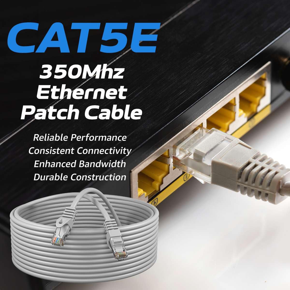 Cables Direct Online Cat5E 50Ft Network Ethernet Patch Cable, 350Mhz Internet Wire, Compatible With Pc, Laptop, Modem, Router, T