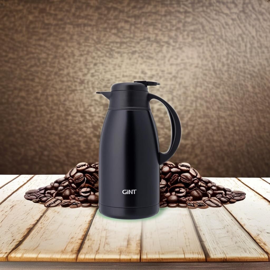Gint Stainless Steel Thermal Coffee Carafe, Double Walled Vacuum Water And Beverage Dispenser, 12 Hour Heat Retention, 65 Oz /1.
