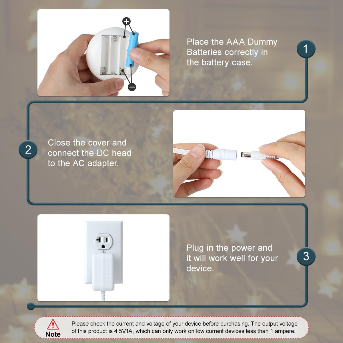 Lenink Ac Power Supply Adapter For Aaa Battery,Replace 3 Aaa Battery,White