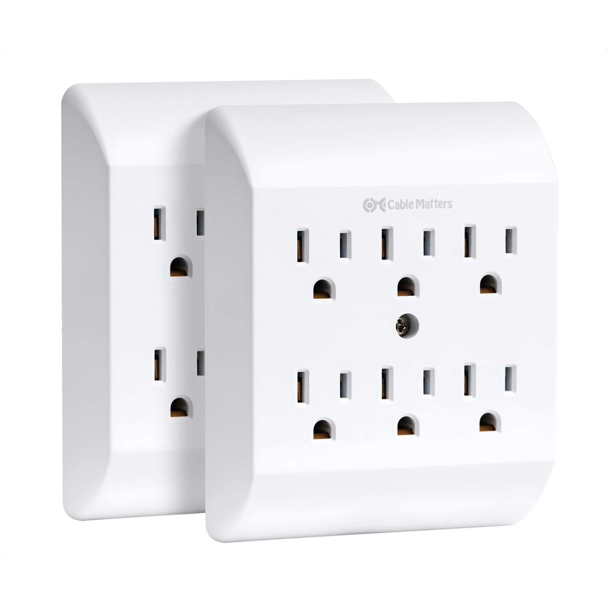 [Etl Listed] Cable Matters 2 Pack 6 Outlet Extender Wall Tap, 15A/1875W, Multi Plug Wall Outlet / 6 Way Plug Wall Outlet