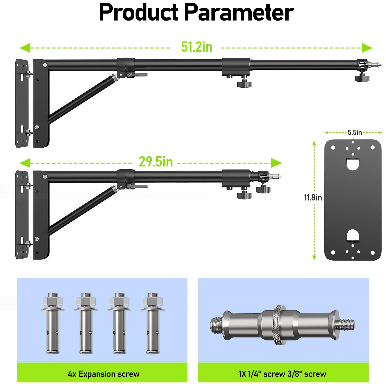 Ring Light Mount   Wall Mount Triangle Boom Arm, 4.3Ft/130Cm Wall Stand Tirpod Support 180Flexible Rotation For Studio Video Lig