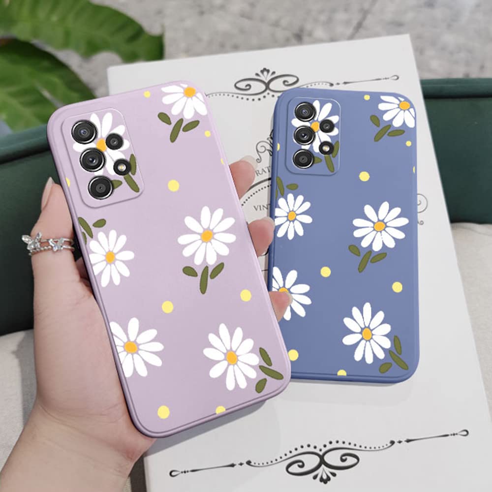Sunswim For Galaxy A53 5G Case Cute Flowers Daisy Pattern Full Camera Lens Protection Shockproof Tpu Bumper Liquid Silicone Prot