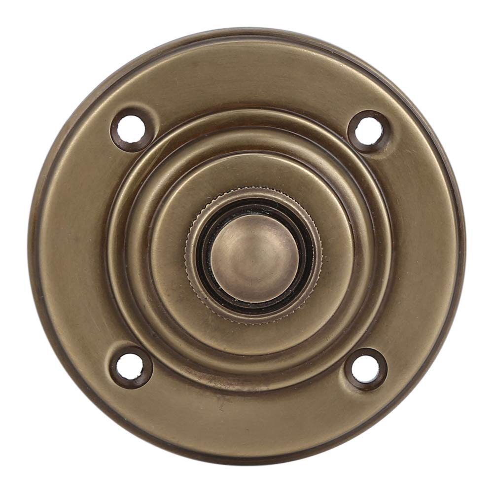 Wired Brass Doorbell Chime Push Button In Antique Brass Finish Vintage Decorative Door Bell With Easy Installation, 2 3/8'' Diam