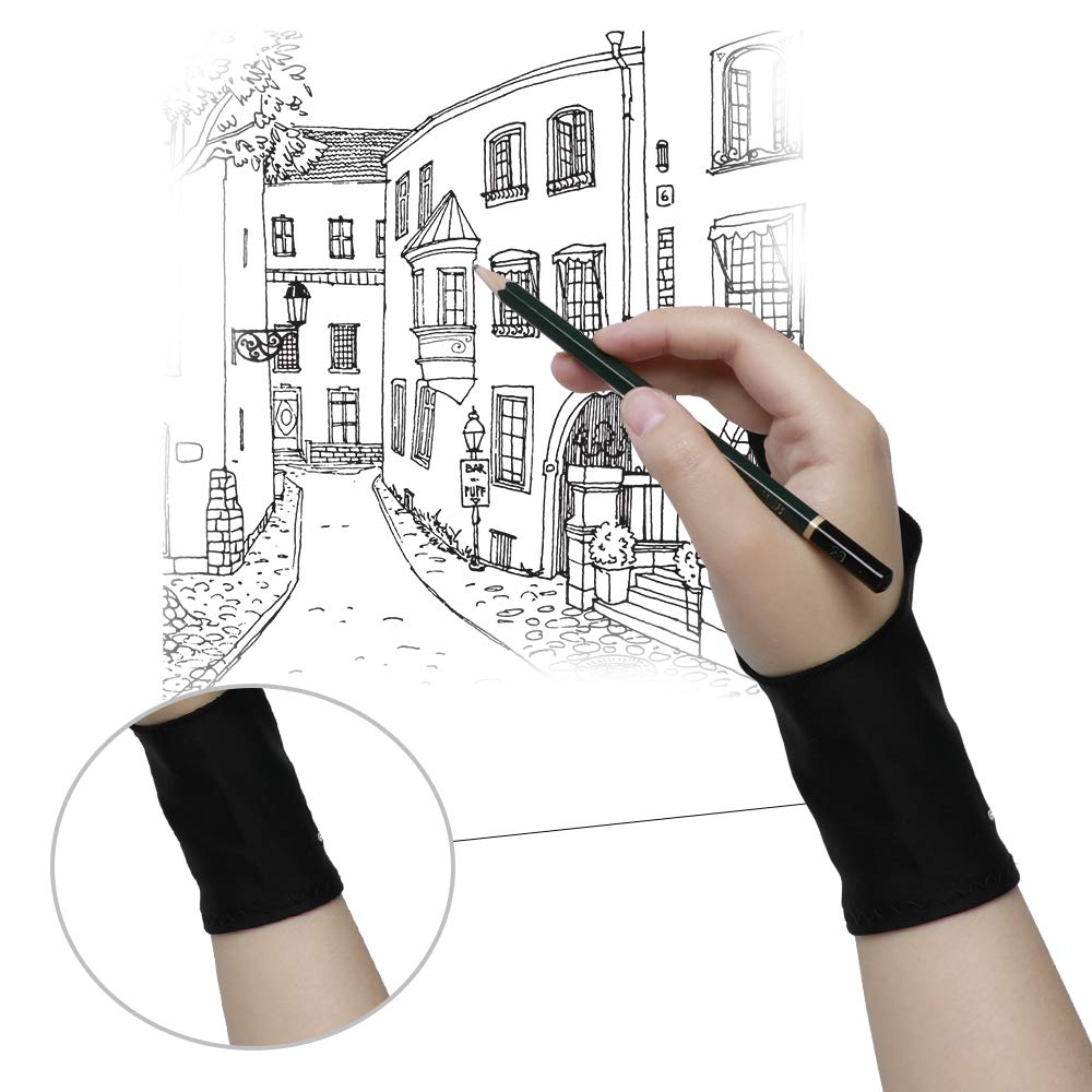 Gaomon Two Finger Glove For Drawing Tablet, Oil Painting And Sketch Creation, Free Size Support Left And Right Hand