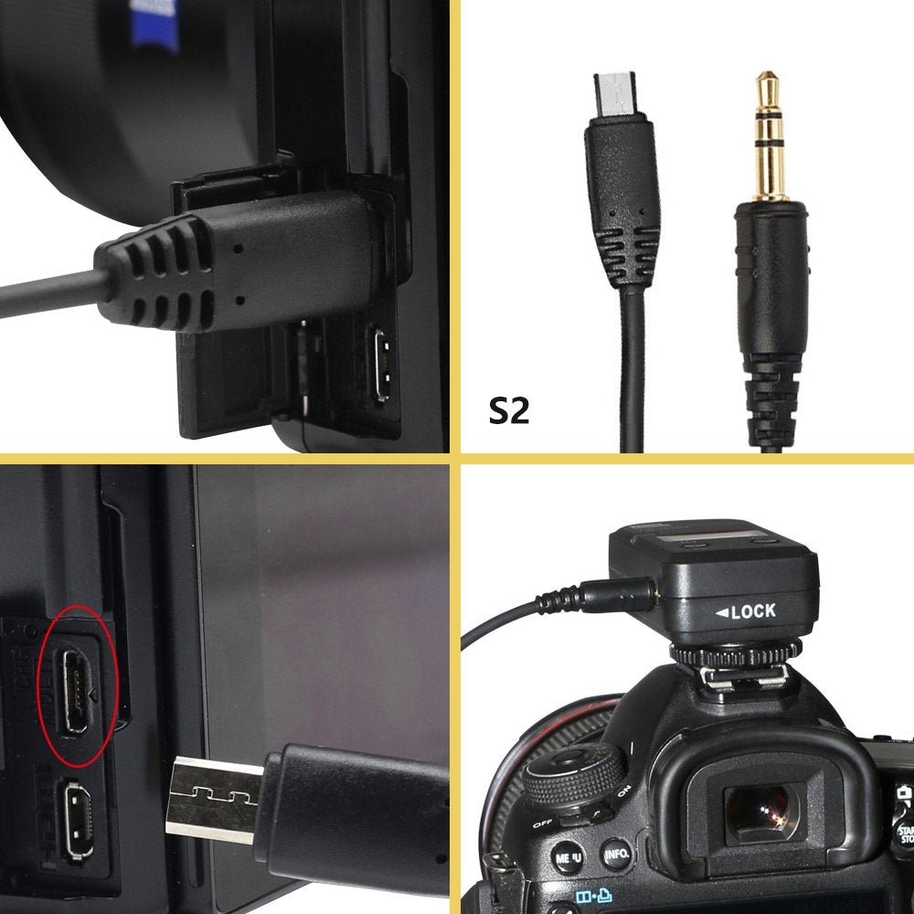 Pixel 3.5Mm-S2 Camera Shutter Connecting Cable Cord Compatible For Sony Rebel Powershot Pentax Samsung Sigma Cameras Compatible