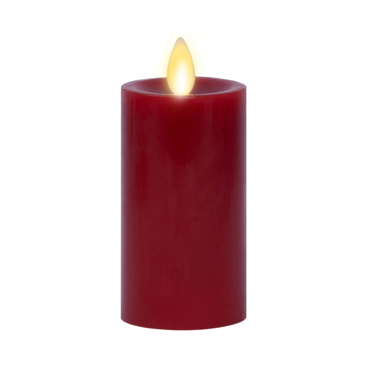 Luminara Flameless Classic Slim Burgundy Pillar Moving Flame Candle- Led Battery Operated Lights - Unscented - Remote Ready (4.2