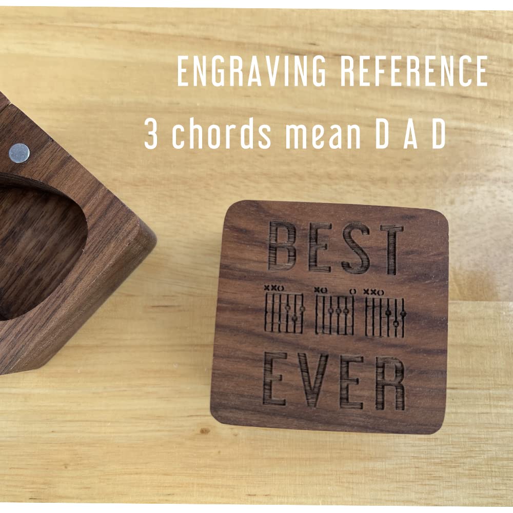 Best Dad Ever, Dad Guitar Chords Walnut Guitar Pick Storage Box, Father Gift From Daughter Or Son, Guitar Dad Christmas Gift, 1