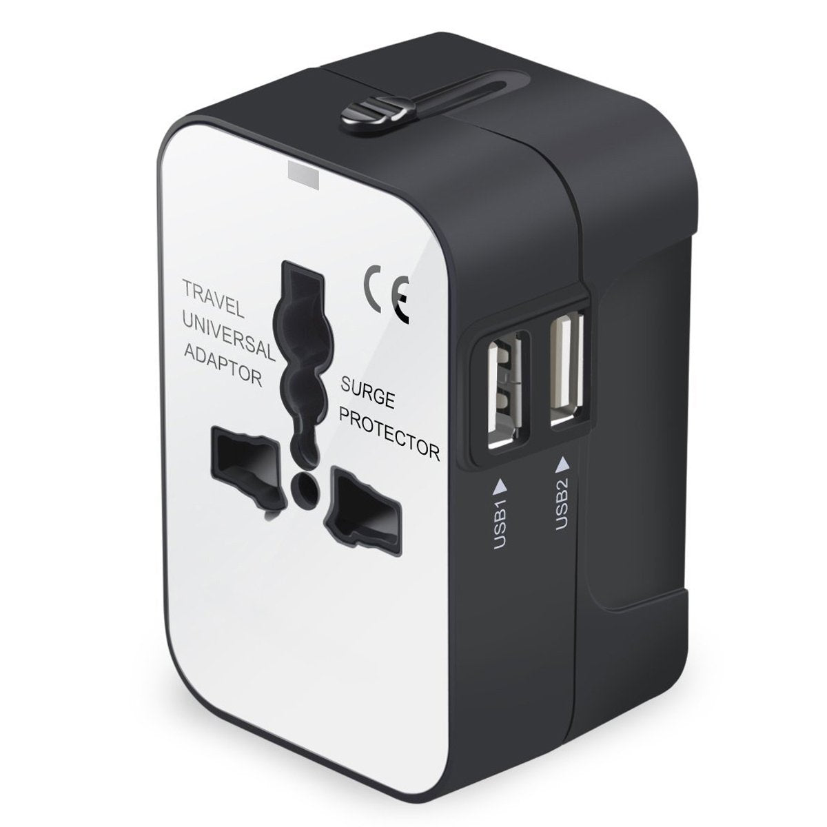 Travel Adapter, Worldwide All In One Universal Travel Adaptor Wall Ac Power Plug Adapter Wall Charger With Dual Usb Charging Ports (1 Usb C) For Usa Eu Uk Aus Cell Phone Laptop