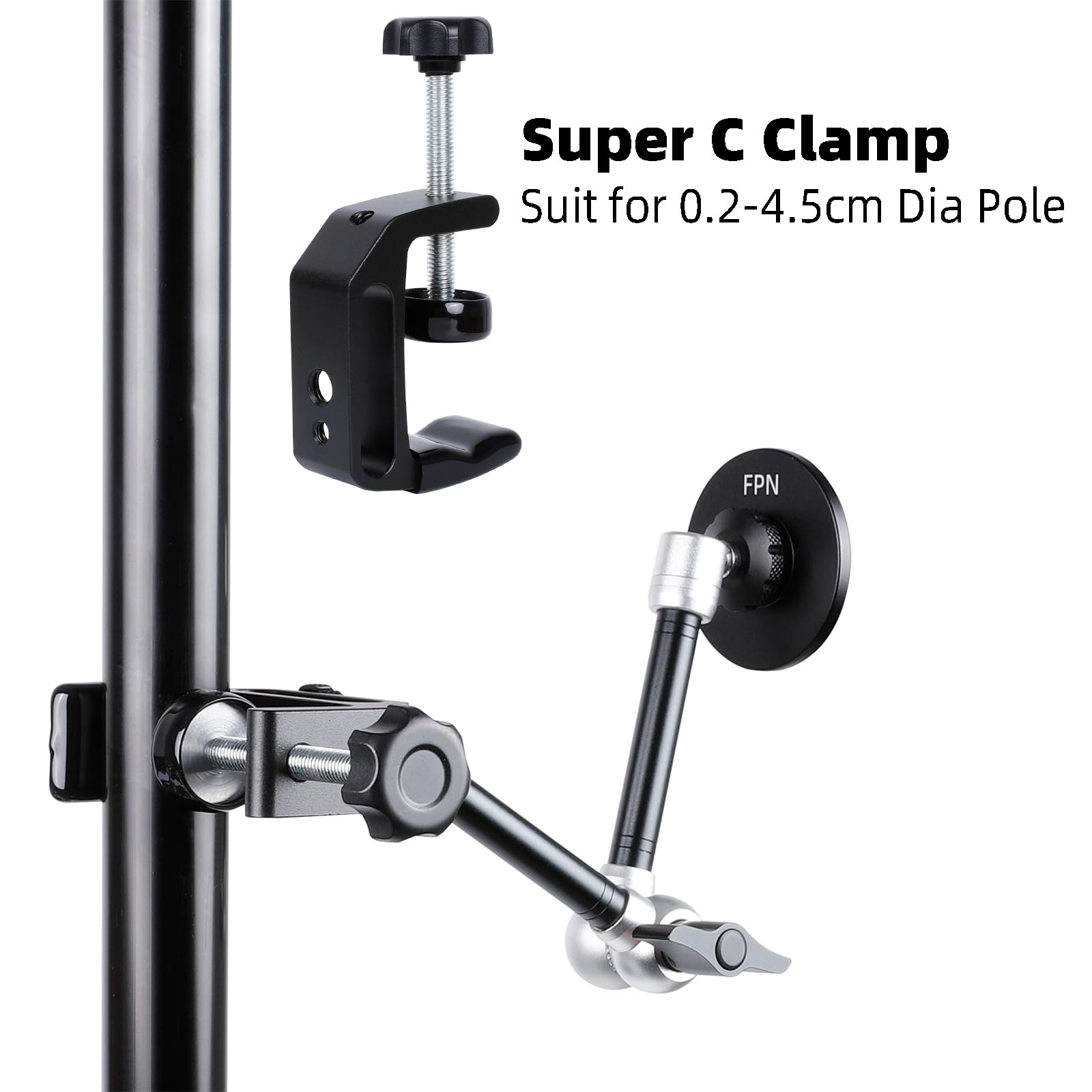 Fpn Magnetic Phone Holder For Desk,Flat Surface,Rod,Music Stand,Kitchen Cabinet, With Strong Clamp 360Adjustable Magic Arm Cell