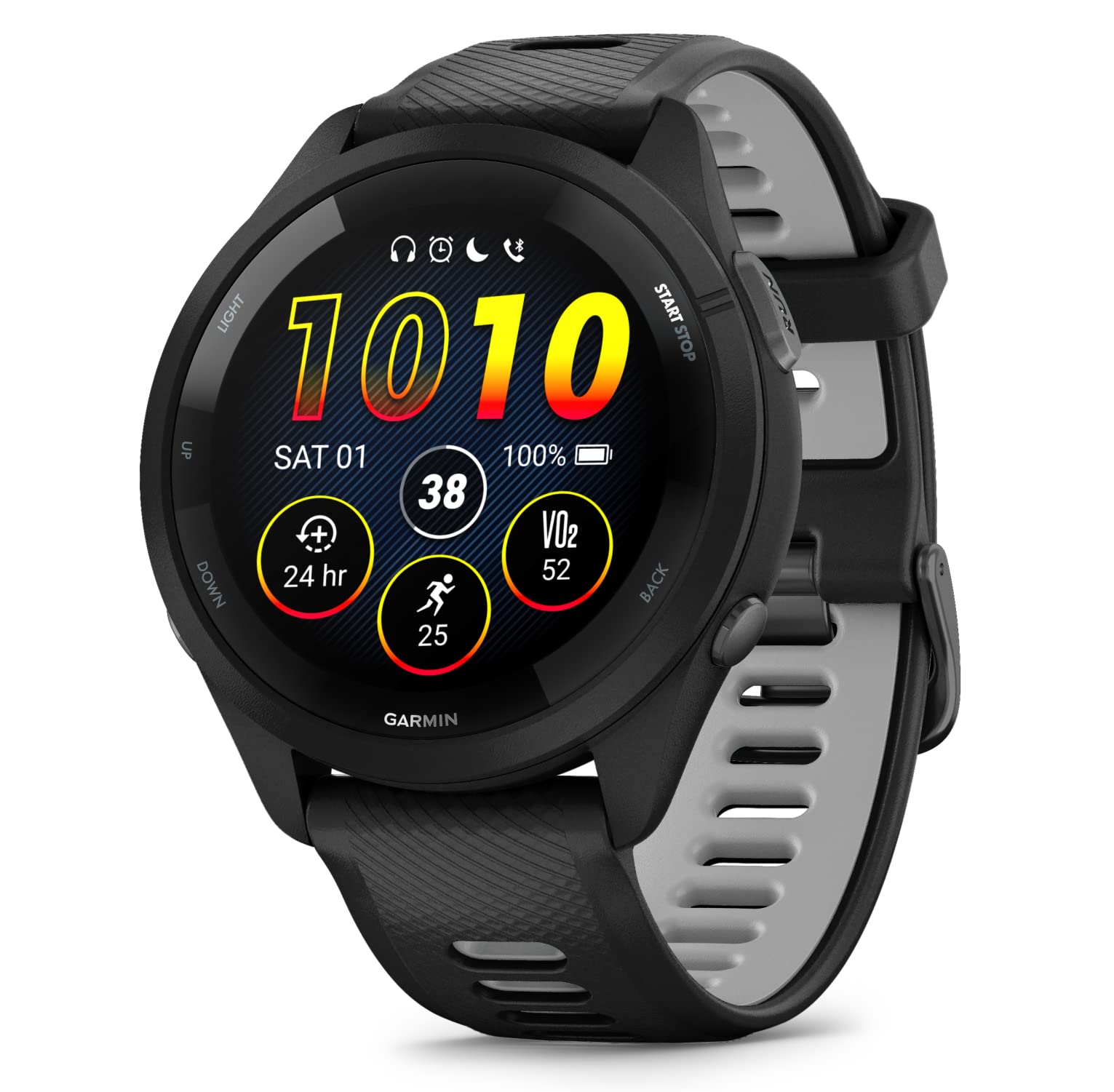 Wearable4U Garmin Forerunner 265 Music Gps Running 46 Mm Smartwatch, Black With Amoled 1.3 In Touchscreen Display Black Earbuds