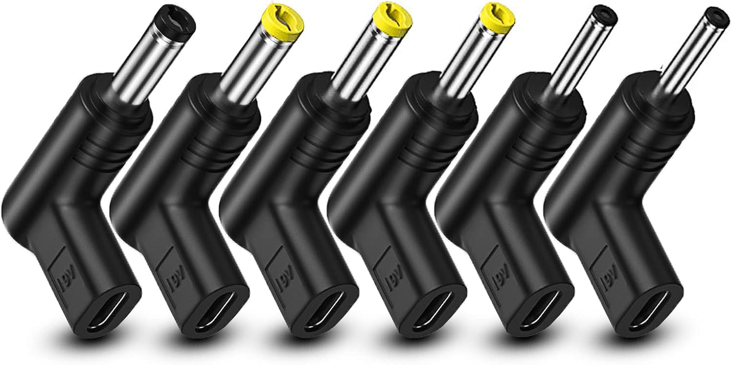 Yaodhaod Usb 3.1 Type C Female To Dc Male Adapter, 90 Degree Angled Usb C To Dc 19V Pd Emulator Trigger Charging Adapter Plug Fo