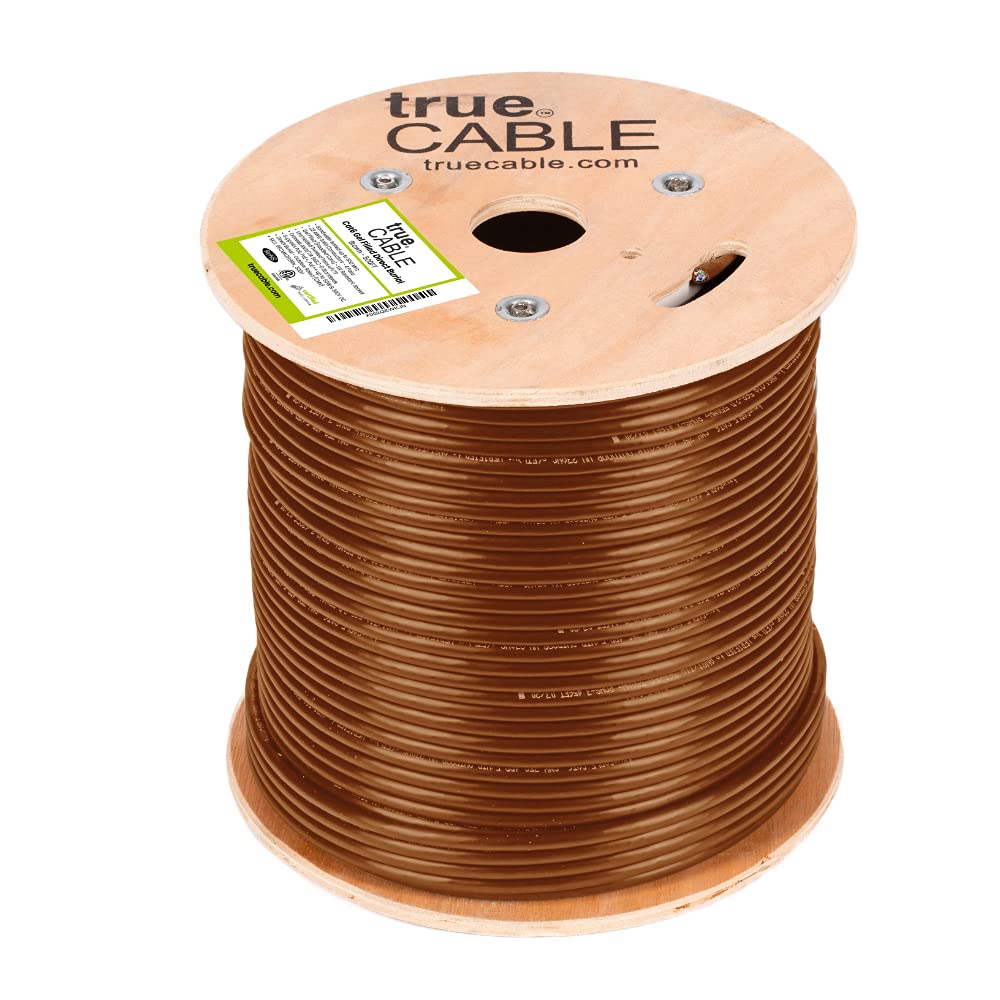 Truecable Cat6 Direct Burial, Gel Filled, 500Ft, Brown, Waterproof, Cmx, 23Awg Solid Bare Copper, 550Mhz, Poe++ (4Ppoe), Etl Listed, Unshielded Utp, Bulk Ethernet Cable