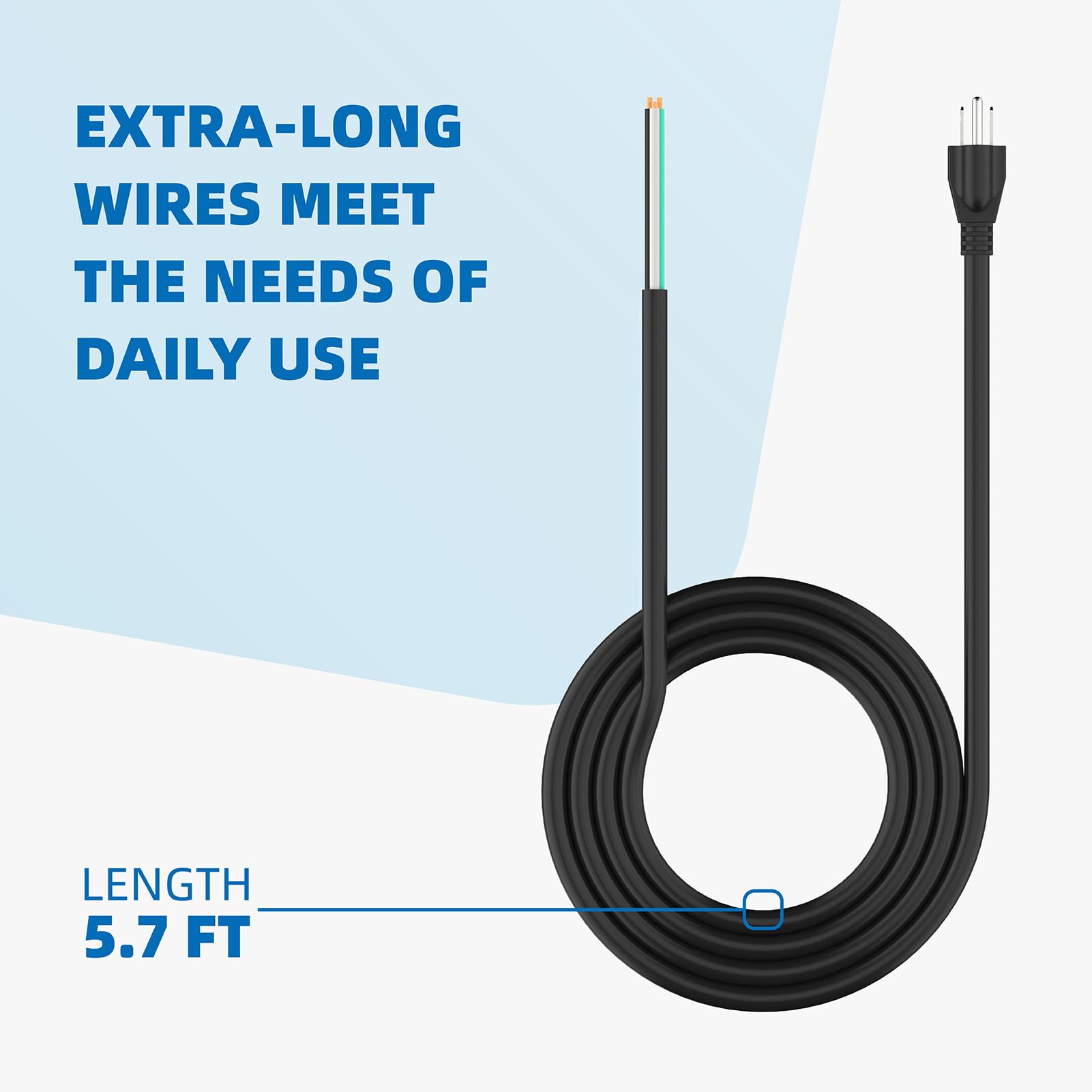 6Ft 12 Gauge 3 Prong Replacement Power Supply Cable Cord   Heavy Duty Power Cord For Power Tools, Grinder And Dishwashers, Male