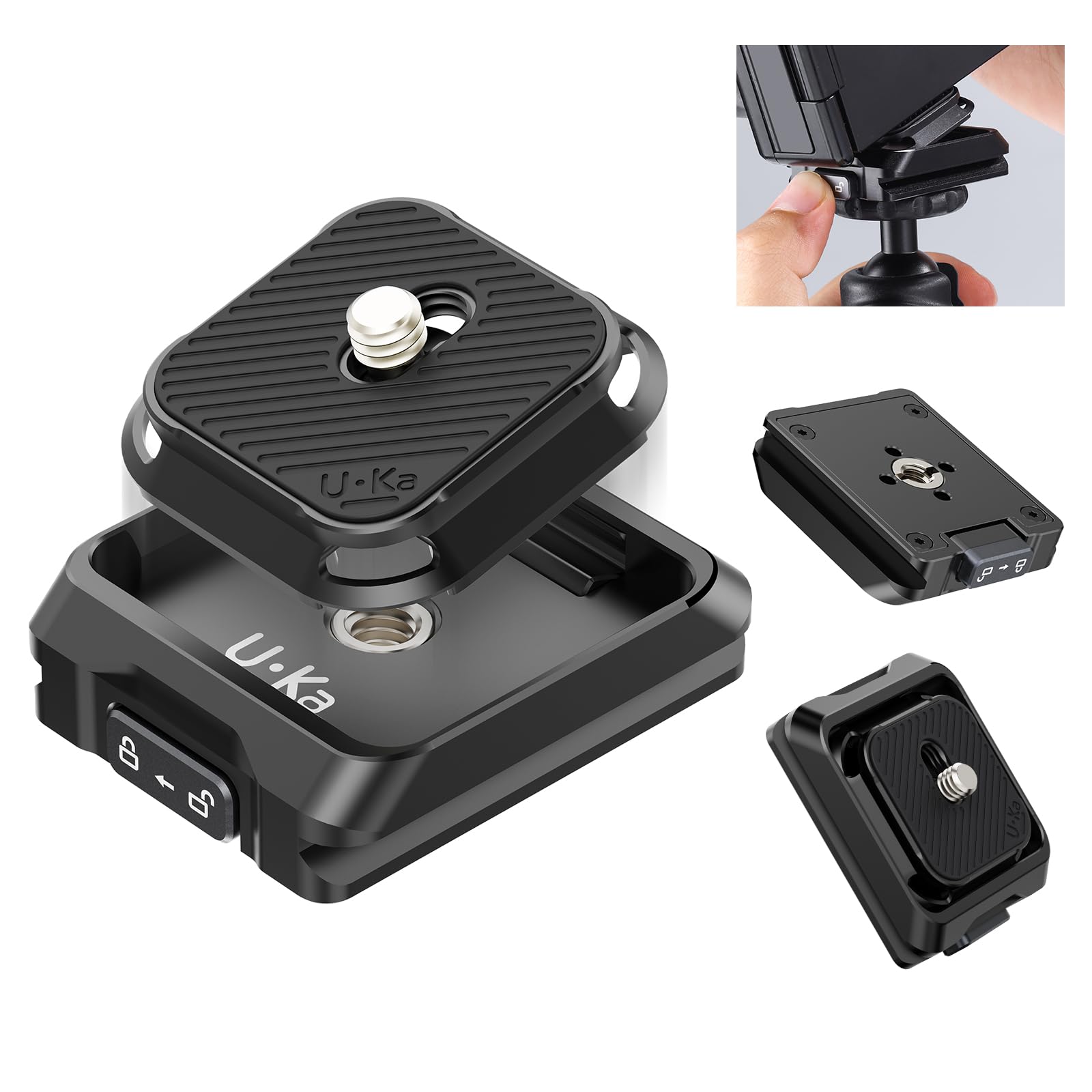 ULANZI UKA01 Quick Release Plate Kit, Arcac/F38 Interface Camera Quick Release Plate Mount Quick Setup w/ 1/4 to 3/8 Screw Threa