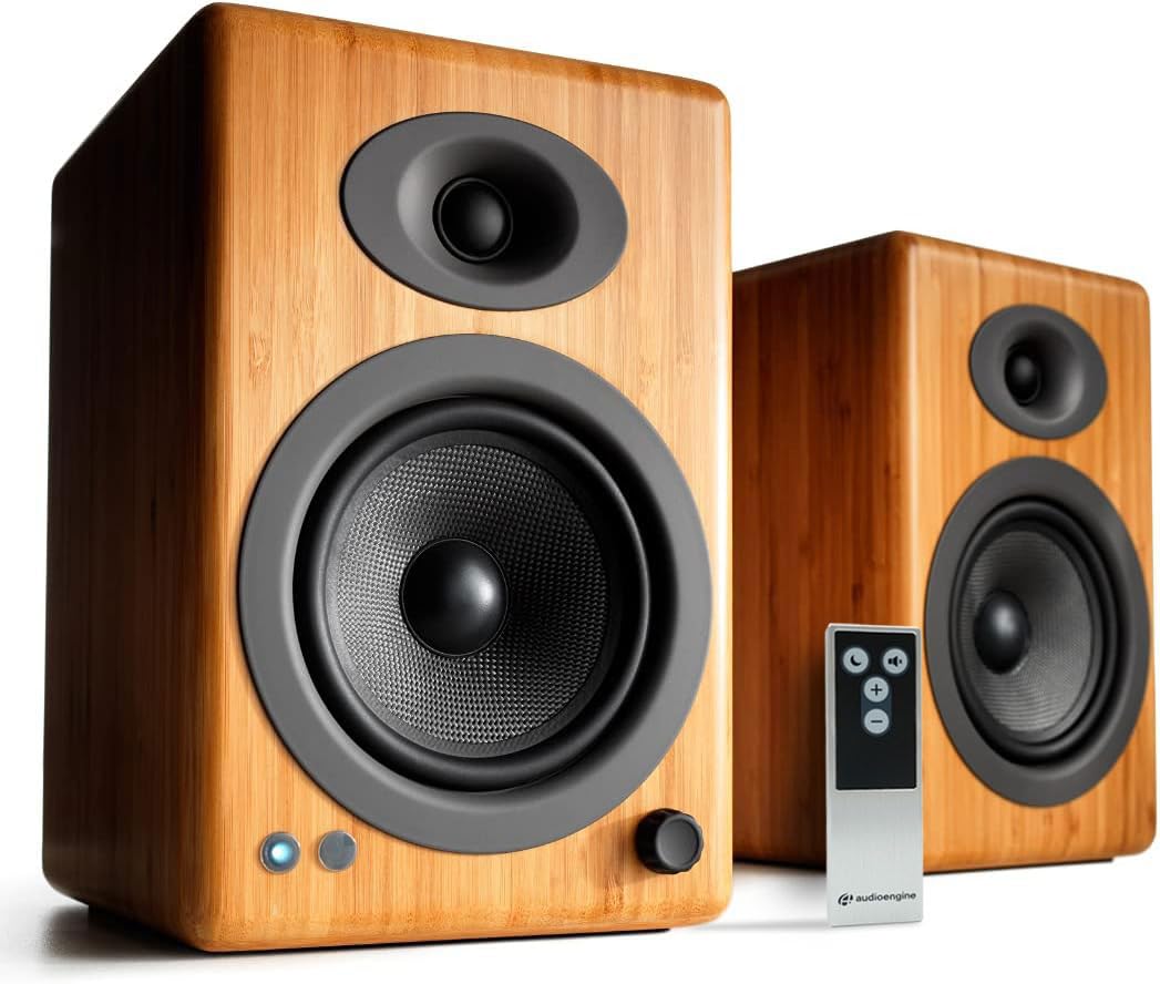 Audioengine A5 Wired Active Powered Home Theater Bookshelf Speakers   150W Premium Studio Monitors