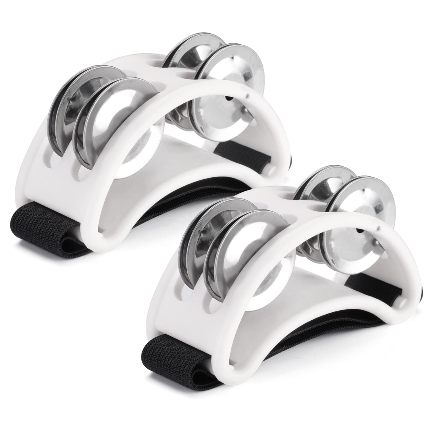 VILIHKC 2PCS Foot Tambourine Percussion, Musical Instrument Percussion Pedal with Steel Jingle Bells for Drum & Guitar Playing, 