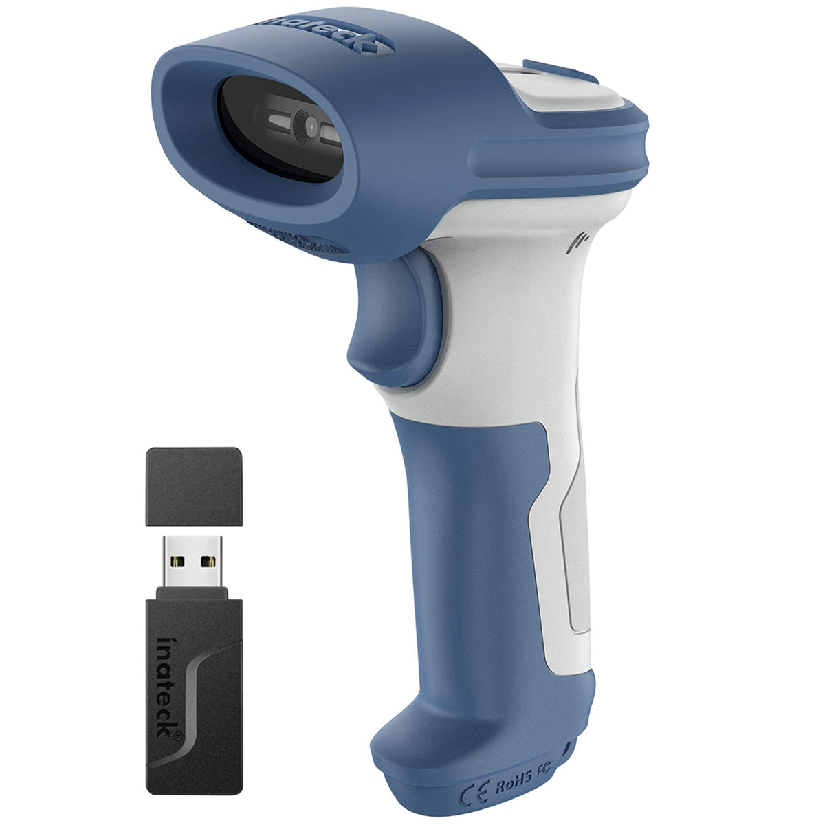 Inateck Bluetooth Barcode Scanner, 2D Wireless Barcode Scanner, Bluetooth 50 And 24Ghz Adapter, 3 In 1 Reader, Support Gs1 Barco