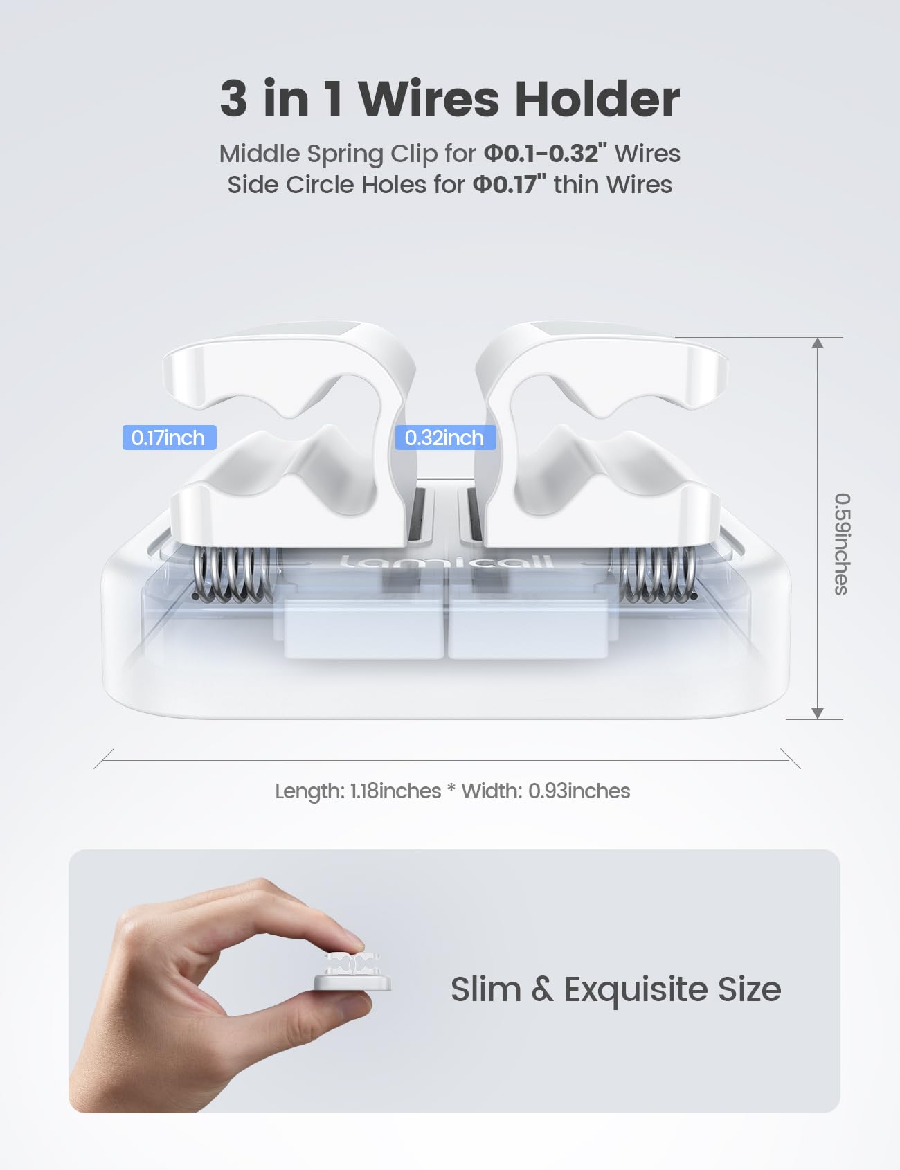 6Pack Cord Organzier Spring Clip Holder   Lamicall 3 In 1 Small Clips For Desk Cable Management, Adhesive Adjustable Cable Clips