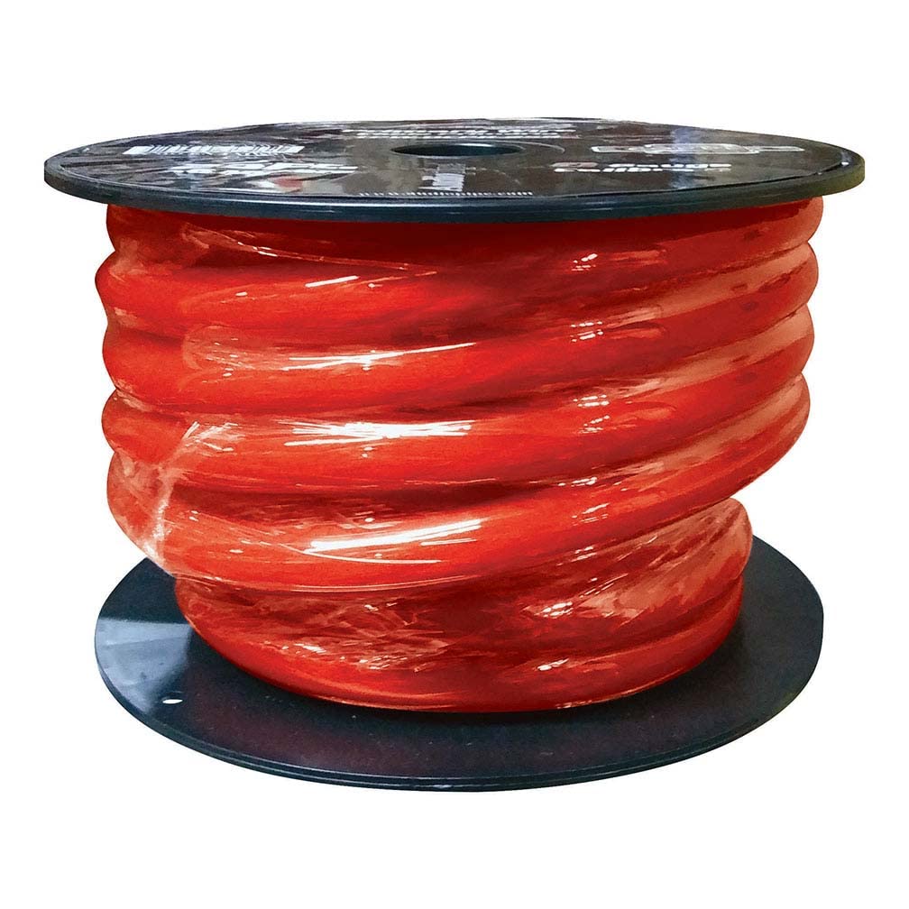 Audiopipe 0 Gauge 100% Copper Series Power Wire   25 Foot Roll   Red Pvc Outer Jacket